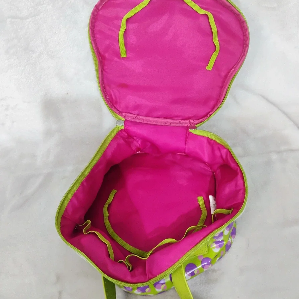 Vintage Polly Pocket Carrying Case Pink Lime Green Flower Shaped Toy Storage Bag